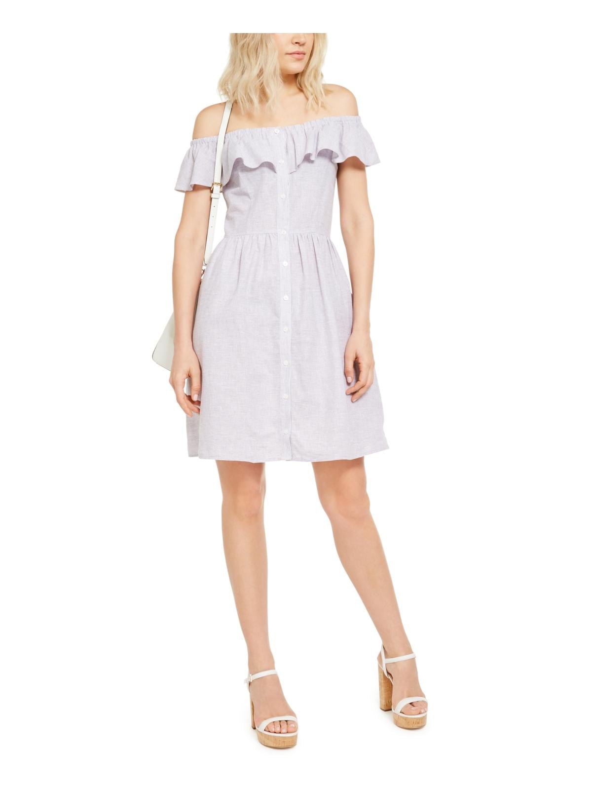 MICHAEL Michael Kors Womens Petites Pinstripe Ruffled Casual Dress -  Walmart.com